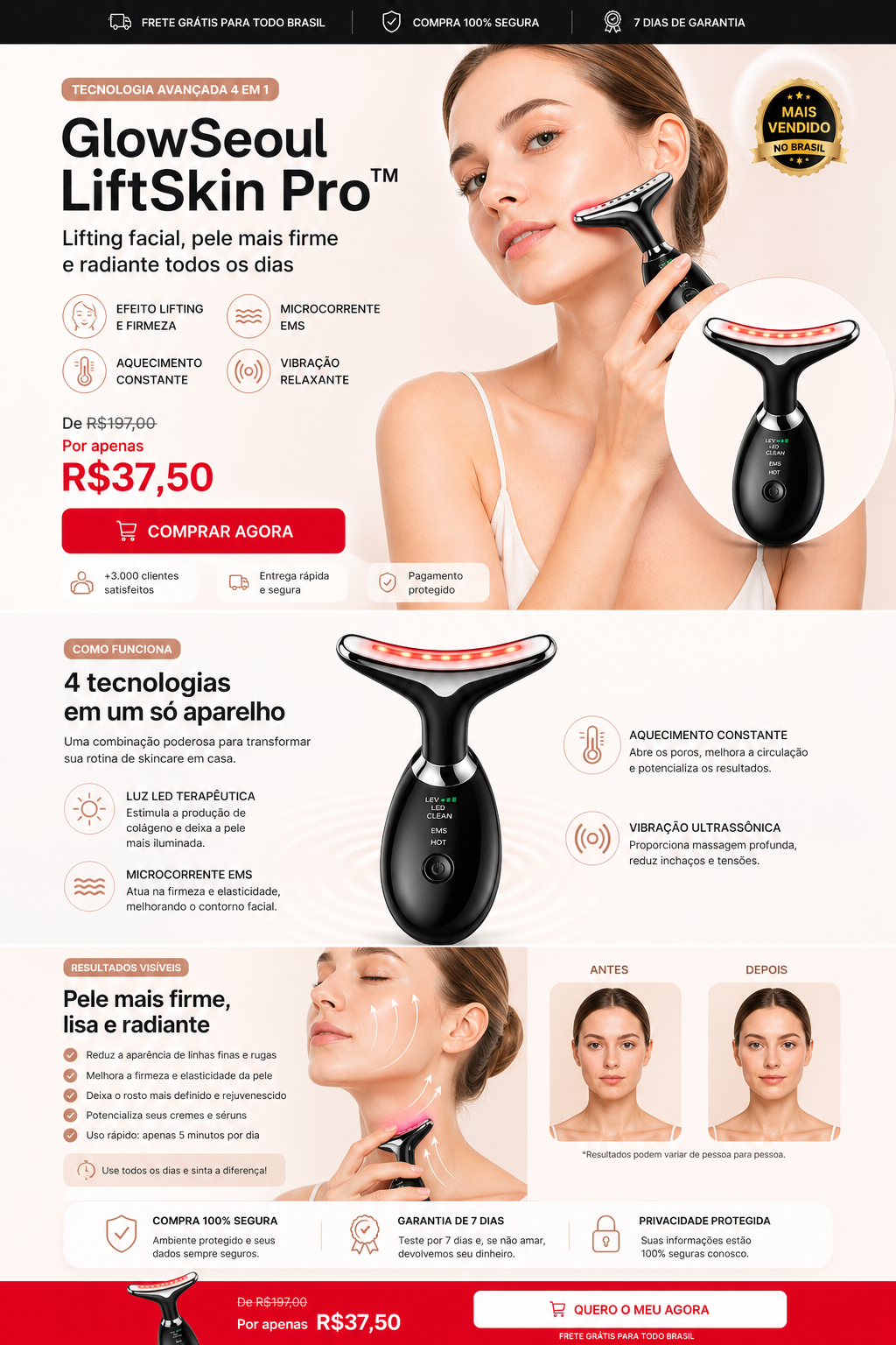 Modelo usando GlowSeoul LiftSkin Pro
